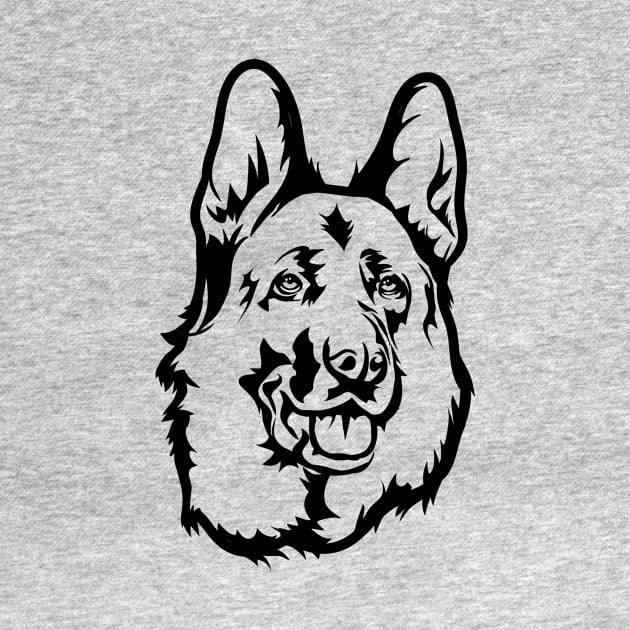 German Shepherd Dog Black Head Portrait Drawing by IPRINT